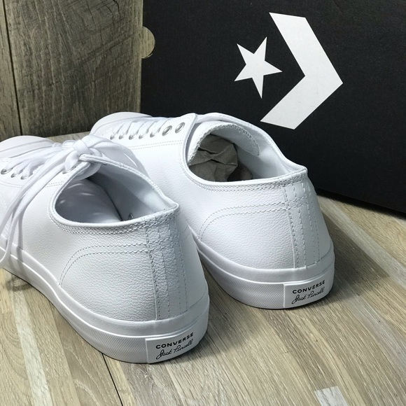 Converse Jack Purcell LEA Leather LowTop WhiteNavy - Picture 4 of 8